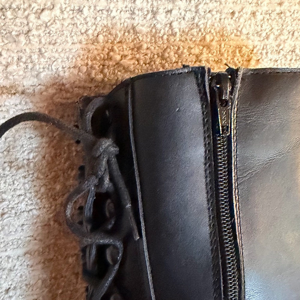 “VINTAGE” DESTROY ,PLATFORM LACE UP TALL BLACK LEATHER RETRO BOOTS Size 8.5 Y2K - Picture 10 of 11